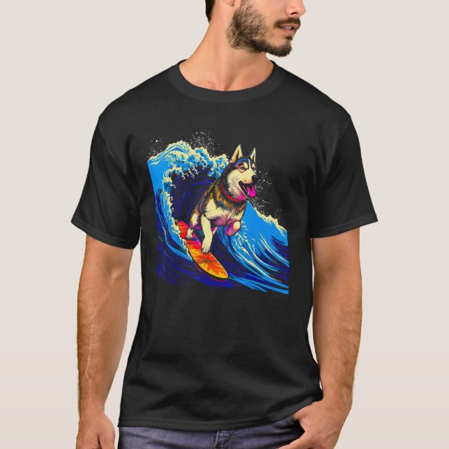 Siberian Husky Dog Surf T-Shirt (Front)
