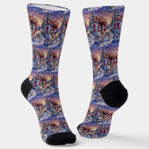Siberian Husky Dog Valentine's Day Socks
