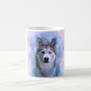 Siberian Husky Dog Water Colour Art Painting Coffee Mug