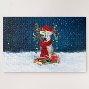 Siberian Husky dog with Christmas gifts Jigsaw Puzzle