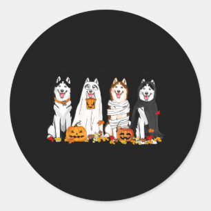 Siberian Husky Dogs Ghost Witch Mummy Halloween Classic Round Sticker