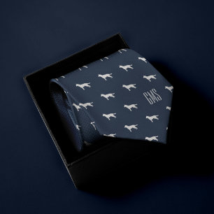 Siberian Husky Dogs Pattern Monogrammed Tie