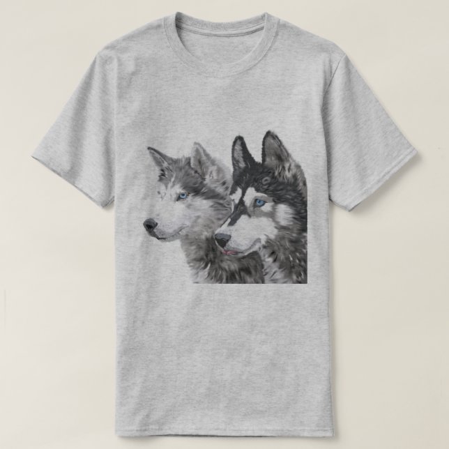 Siberian Husky Dogs T-Shirt (Design Front)