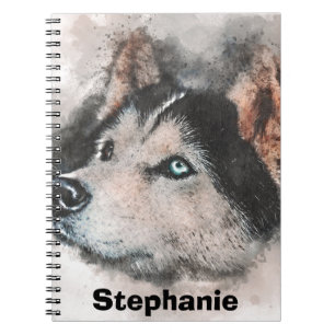 Siberian husky drawing ,husky lover  notebook