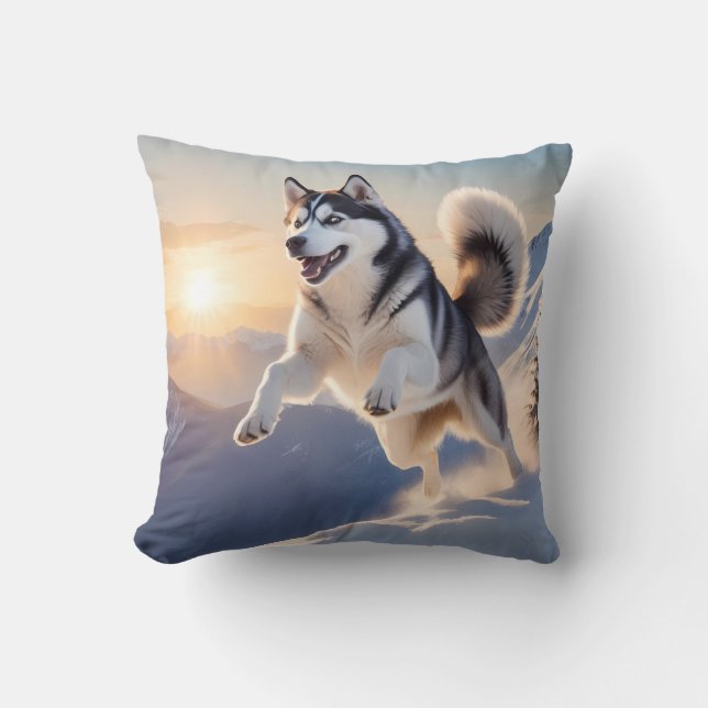 Siberian Husky Elegant Throw Pillow (Front)