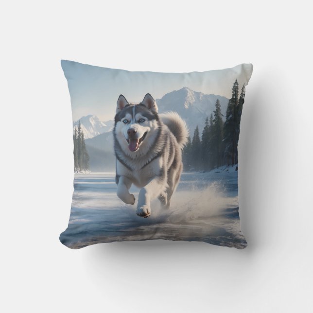 Siberian Husky Elegant Throw Pillow (Front)