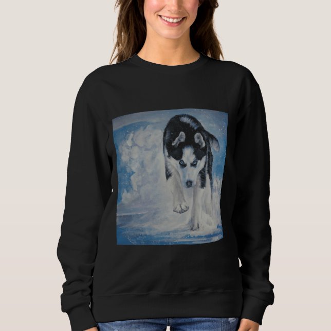 Siberian Husky Fine Art Painting Sweatshirt (Front)