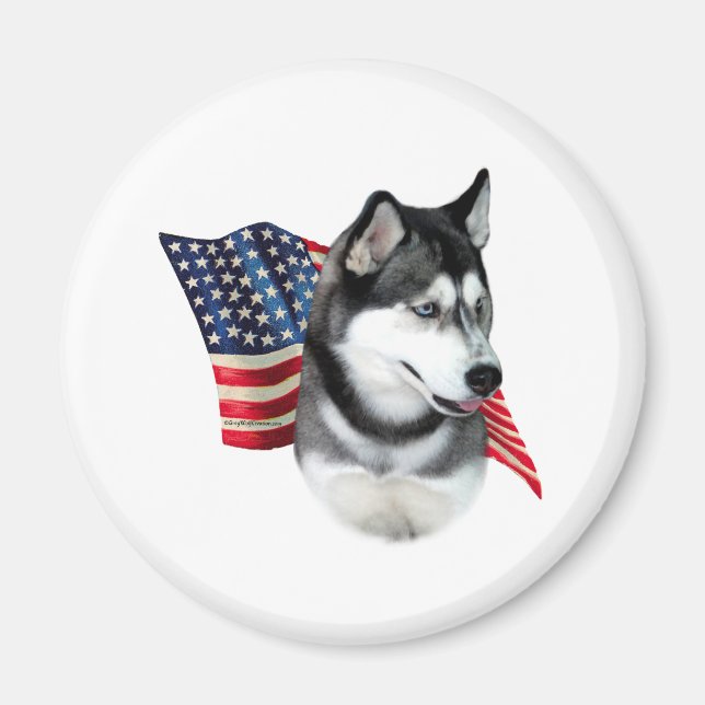 Siberian Husky Flag Magnet (Front)
