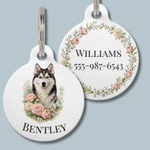 Siberian Husky Floral Portrait