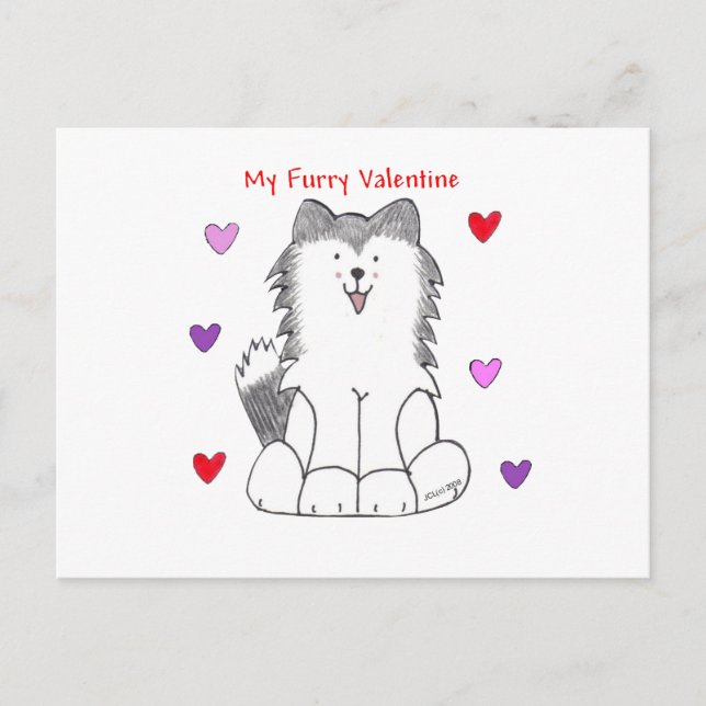 Siberian Husky Furry Valentine Holiday Postcard (Front)