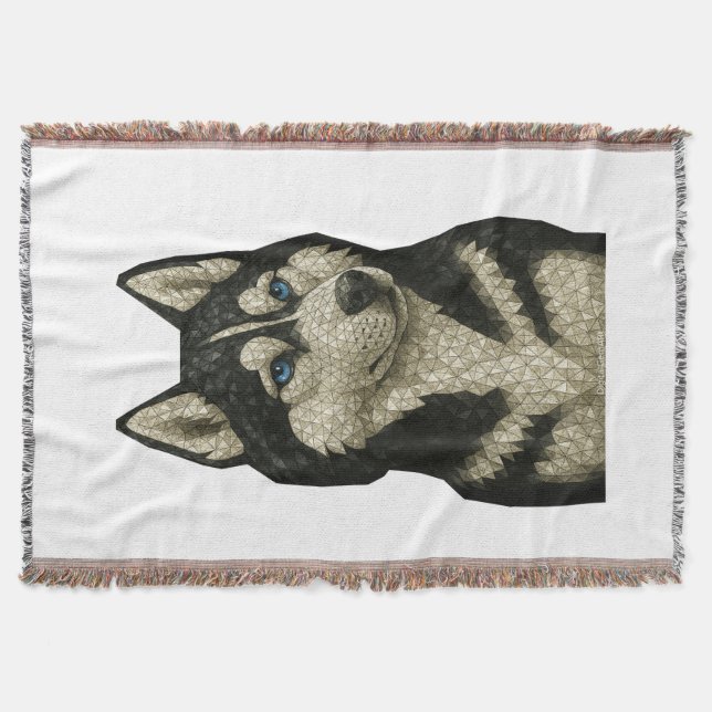 Siberian Husky Gemstone Throw Blanket (Front)