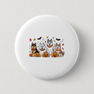 Siberian Husky Ghost Fall Autumn Thanksgiving Hall 6 Cm Round Badge