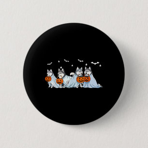Siberian Husky Ghost Funny Halloween Dog Lover 6 Cm Round Badge