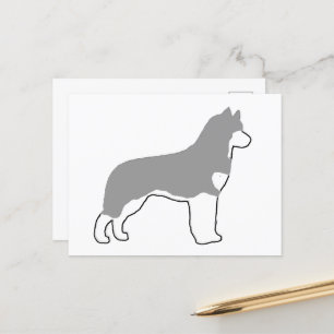 siberian husky grey and white silo postcard