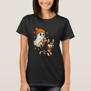 Siberian Husky Halloween Ghost Walking Husky Dog T-Shirt