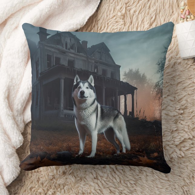 Siberian Husky Halloween Scary  Cushion (Blanket)