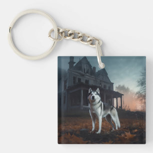 Siberian Husky Halloween Scary  Key Ring