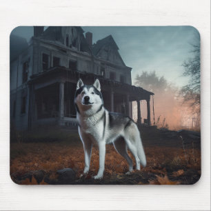 Siberian Husky Halloween Scary Mouse Pad