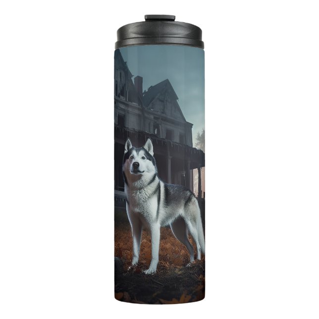 Siberian Husky Halloween Scary  Thermal Tumbler (Front)