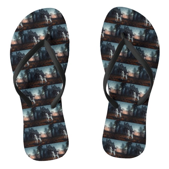 Siberian Husky Halloween Scary  Thongs (Footbed)