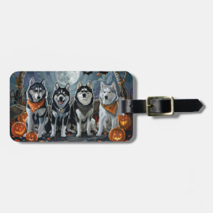 Siberian Husky Halloween Spooky  Luggage Tag