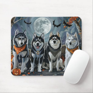 Siberian Husky Halloween Spooky Mouse Pad