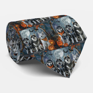 Siberian Husky Halloween Spooky Tie