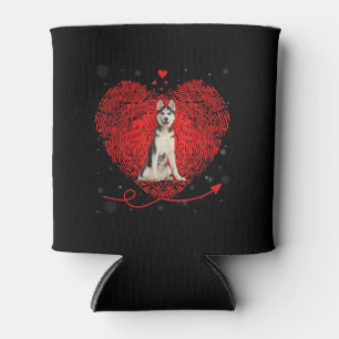 Siberian Husky Heart Love Funny Valentine Gift Can Cooler
