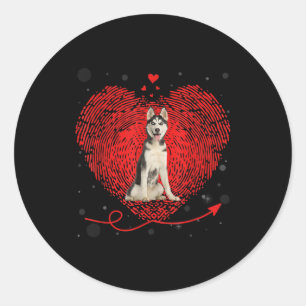 Siberian Husky Heart Love Funny Valentine Gift Classic Round Sticker