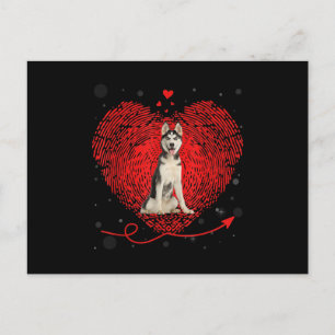 Siberian Husky Heart Love Funny Valentine Gift Holiday Postcard