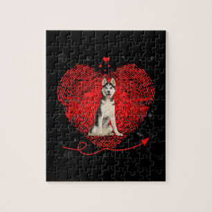 Siberian Husky Heart Love Funny Valentine Gift Jigsaw Puzzle