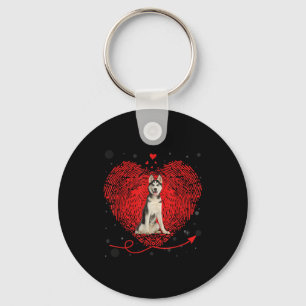 Siberian Husky Heart Love Funny Valentine Gift Key Ring