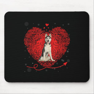 Siberian Husky Heart Love Funny Valentine Gift Mouse Pad