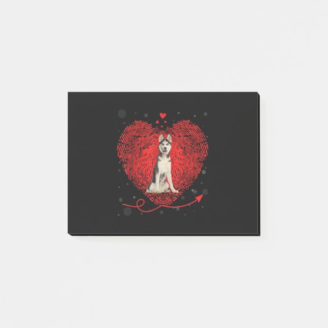 Siberian Husky Heart Love | Funny Valentine Gift Post-it Notes (Front)