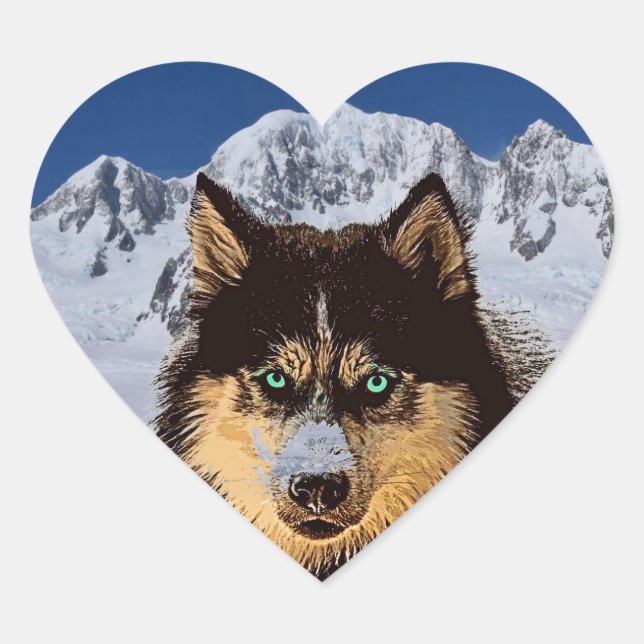Siberian Husky Heart Sticker (Front)