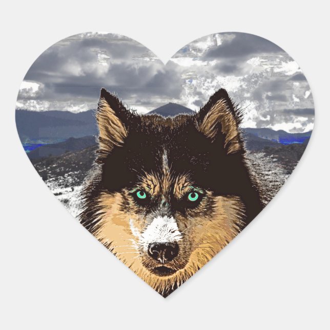 Siberian Husky Heart Sticker (Front)