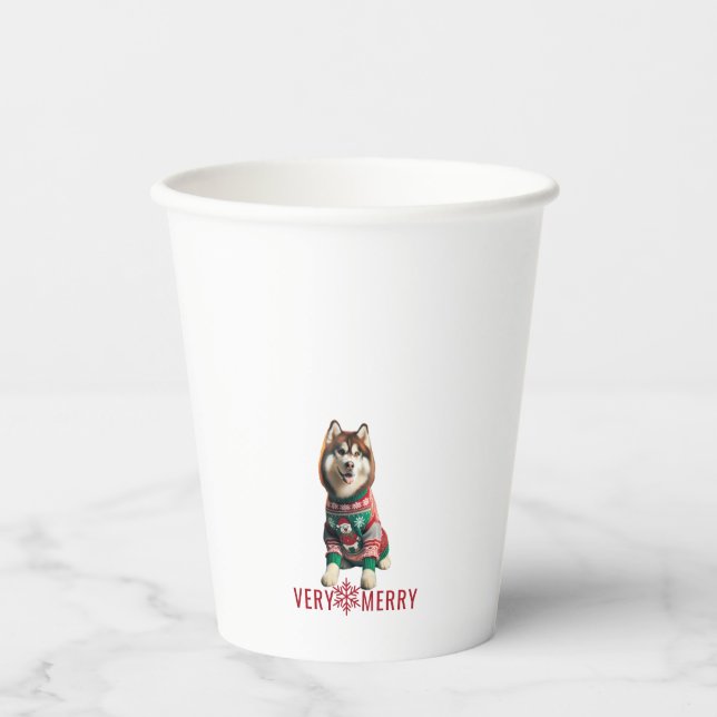 Siberian Husky Holiday Paper Cups (Front)