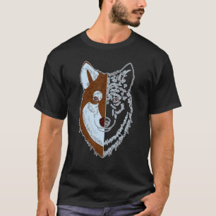 Siberian Husky Imprint Motif Dog Face Pet Artwork T-Shirt