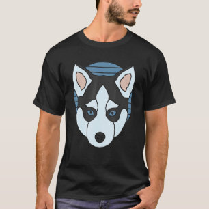 Siberian Husky Imprint Motif Dog Face With Pet Art T-Shirt