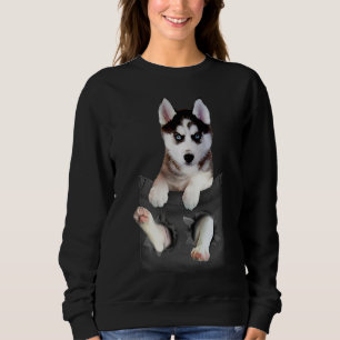 Siberian Husky In Pocket Puppy Sweatshirt