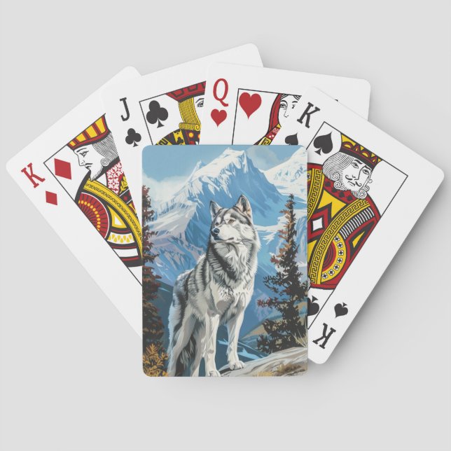 Siberian Husky in Snow Playing Cards (Back)