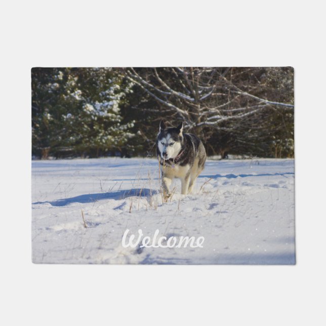 Siberian Husky In The Snow Doormat (Front)
