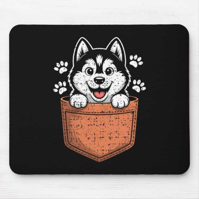 Siberian Husky In Your Front Cket  Mouse Pad (Front)