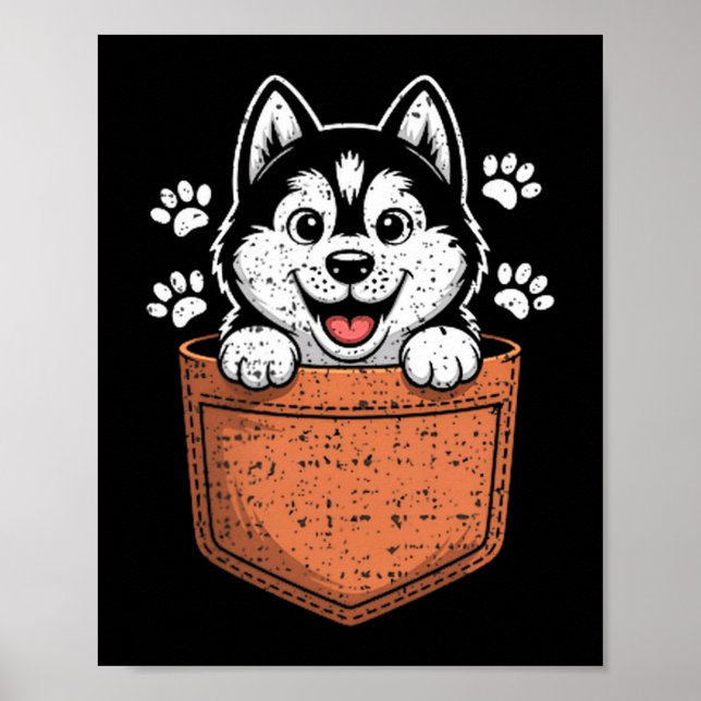 Siberian Husky In Your Front Cket  Poster (Front)