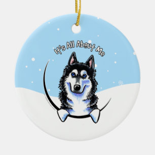 Siberian Husky Its All About Me Christmas Ceramic Ornament