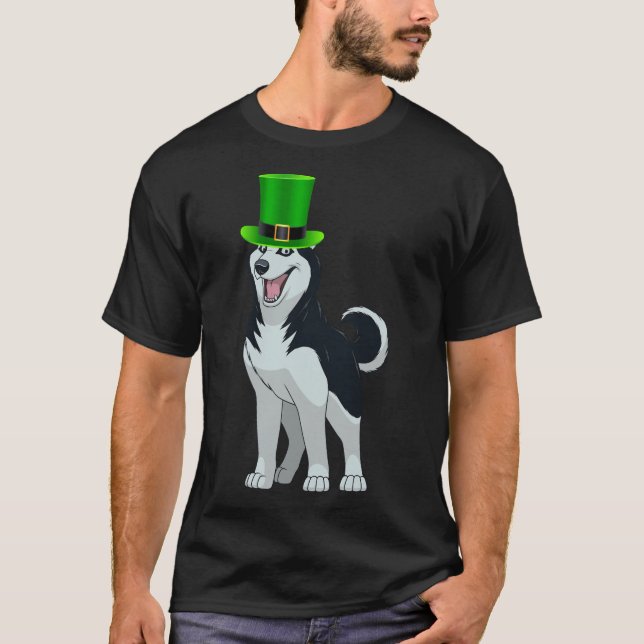 Siberian Husky Leprechaun Hat   For Siberian Husky T-Shirt (Front)