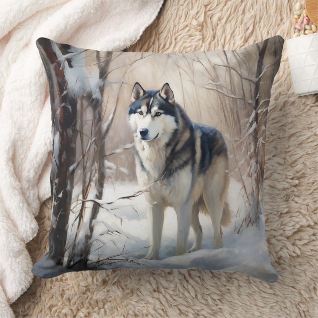 Siberian Husky Let It Snow Christmas Cushion (Blanket)