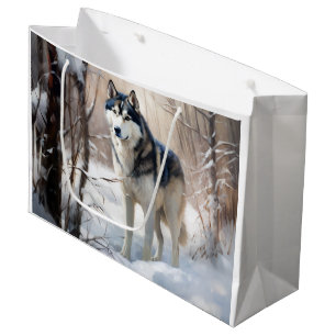 Siberian Husky Let It Snow Christmas Large Gift Bag