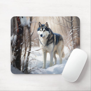 Siberian Husky Let It Snow Christmas Mouse Pad