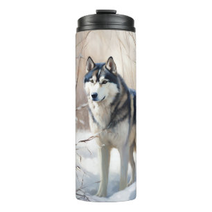 Siberian Husky Let It Snow Christmas Thermal Tumbler